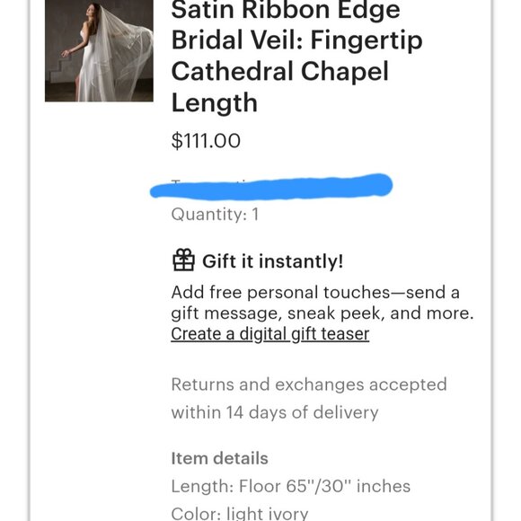 Light Ivory Wedding Veil main image 4